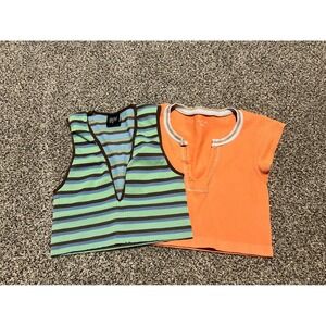 F7 BDG Urban Outfitters Striped Crop Top &‎ Out From Under Ribbed Top